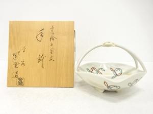 京焼　橋本紫雲造　色絵　七宝文　手鉢